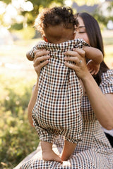 Baby Boy Trevor Romper in Chestnut Gingham