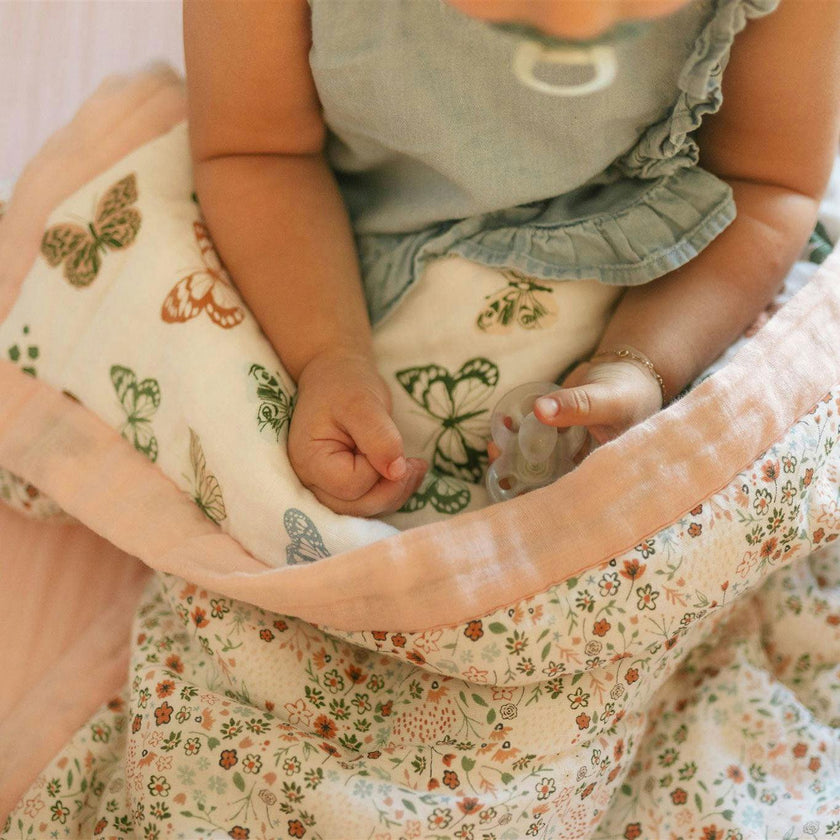 Cotton Muslin Toddler Bedding 3 Piece Set - Butterflies 2