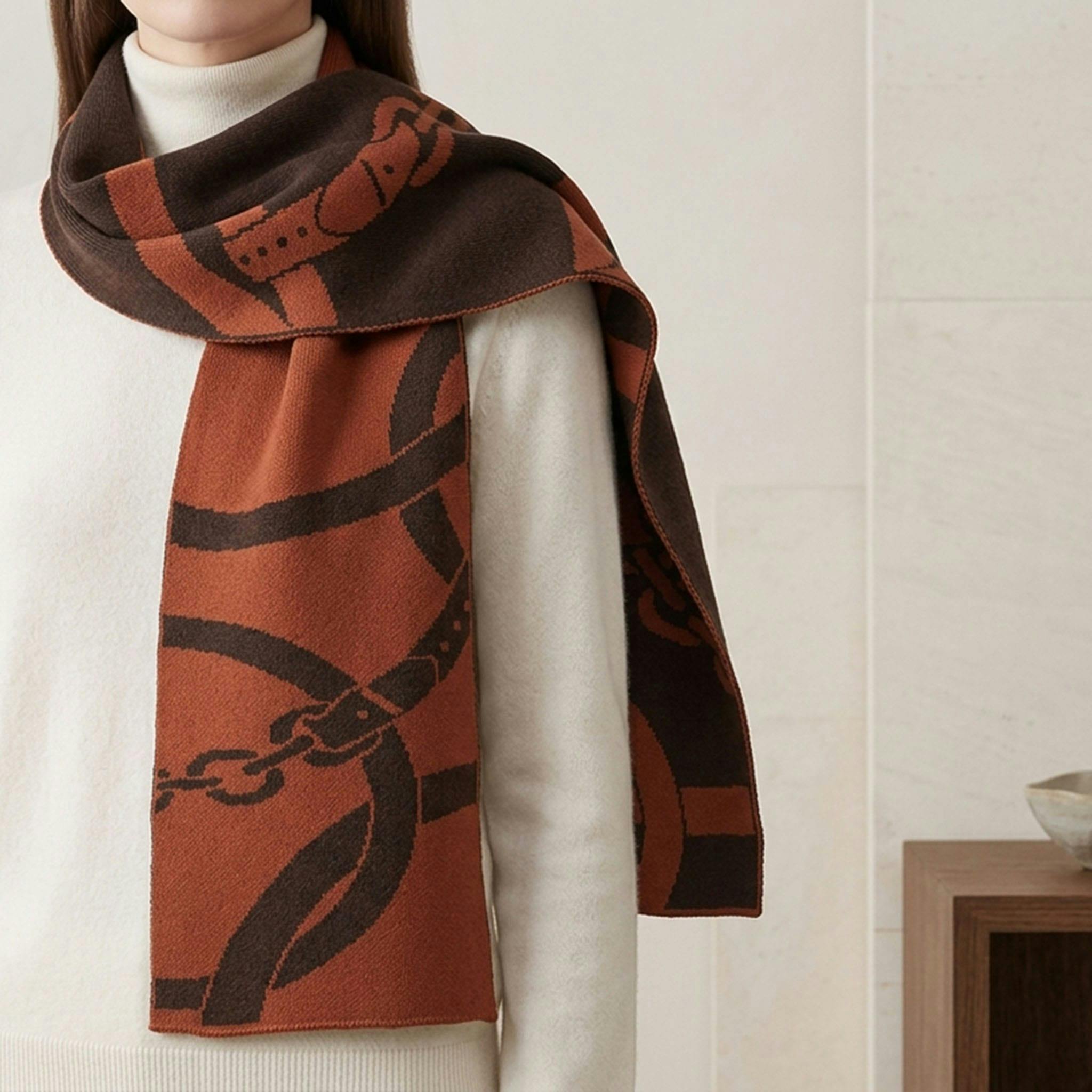 Cotton Sustainable Knit Scarf - Equestrian Loops
