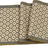 Artisan Hand Loomed Cotton Table Runner - Gray Yellow Stitching - 18"x96" Arcadia Home
