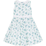 Linen Sleeveless Peter Pan Collar Tea Dress with Waist Sash, Blue