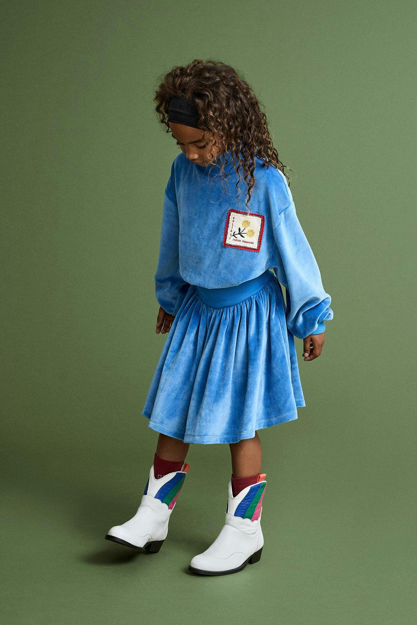 POSTCARD VELVET DRESS BLUE