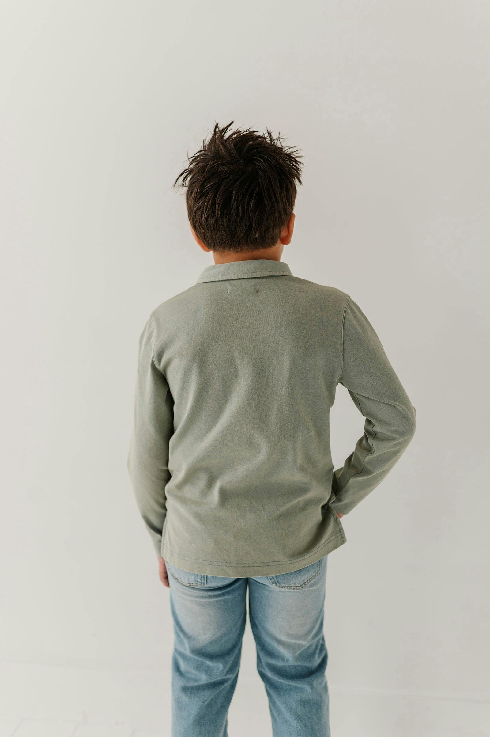 Boys Garment-Washed Collar Shirt in Iceberg