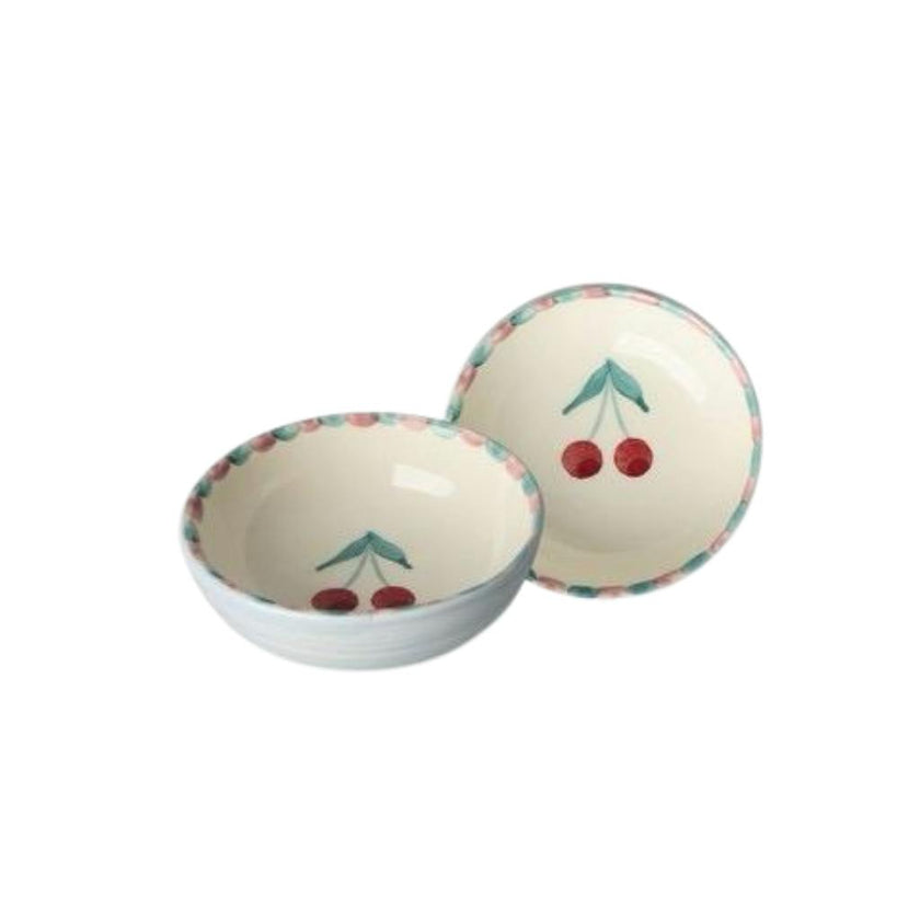 Ceramic Dipping Bowl with Hand-painted Cherries - Small - 3.38 oz