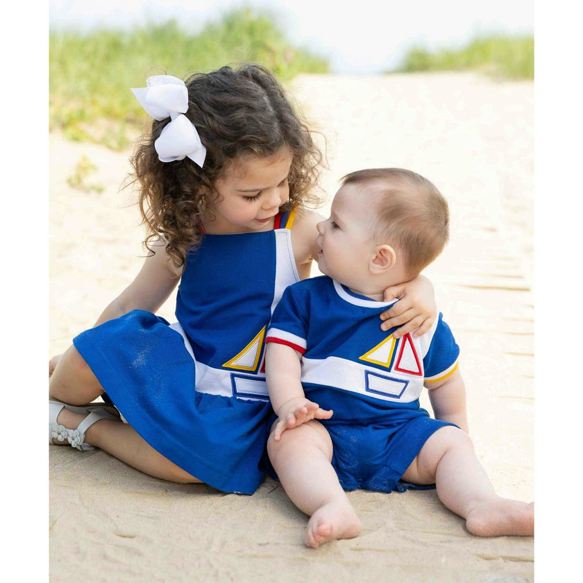 Pique Knit Dress With Sailboat