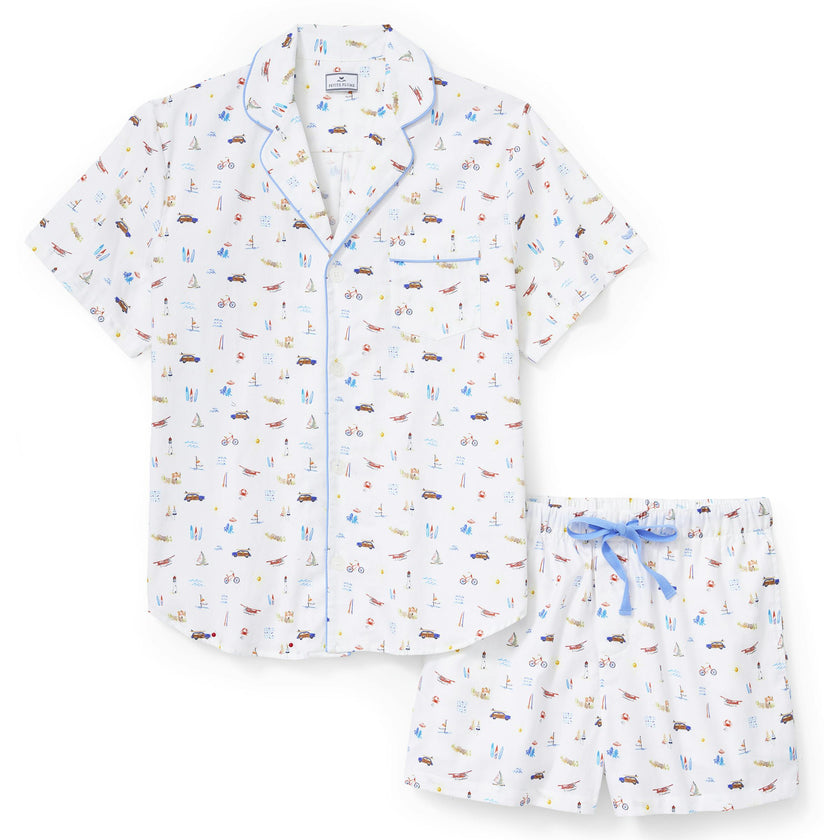 Men's Twill Pajama Short Set in Summer Nostalgia