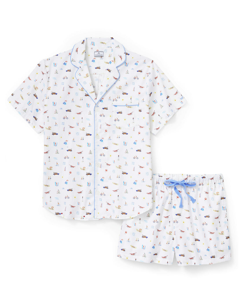 Men's Twill Pajama Short Set in Summer Nostalgia