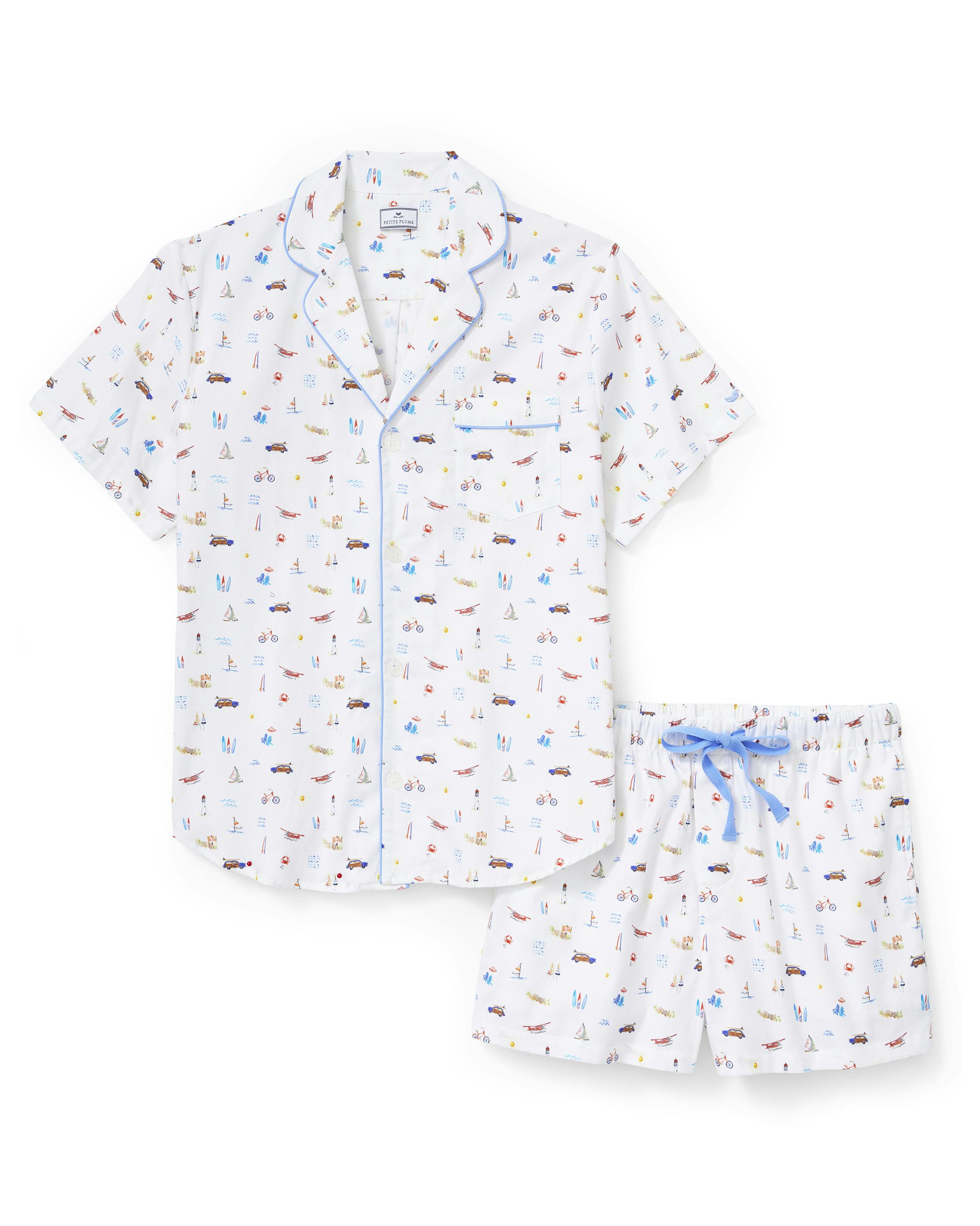 Men's Twill Pajama Short Set in Summer Nostalgia