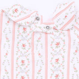 Marnie Rosebud Stripe - Smocked Peter Pan Snap Footie