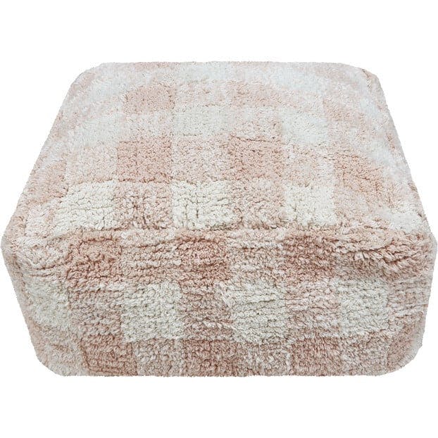 Vichy Plush Tablecloth-Inspired Pouf