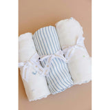 Blue Stripe Swaddle and Henry Bear Plush Toy Set