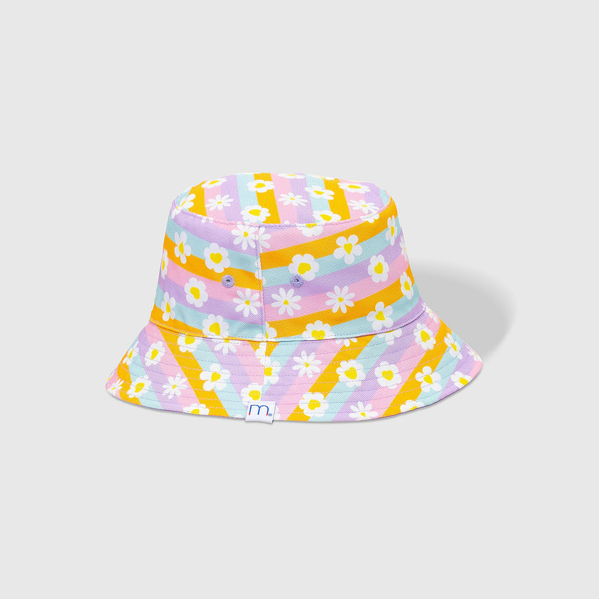 Reversible Bucket Hat – Happy Daisy Stripes