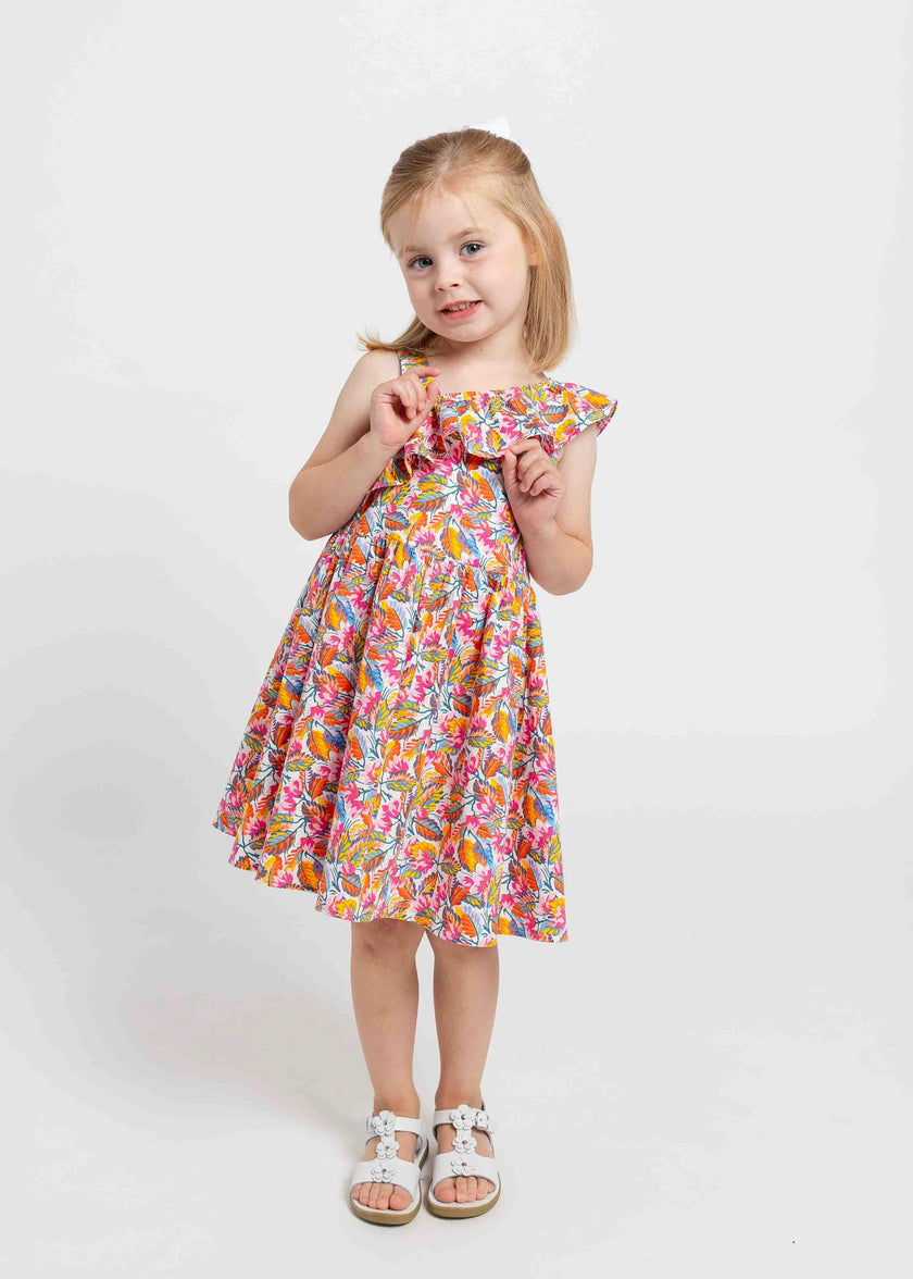 Leaf Print One Shoulder Dress