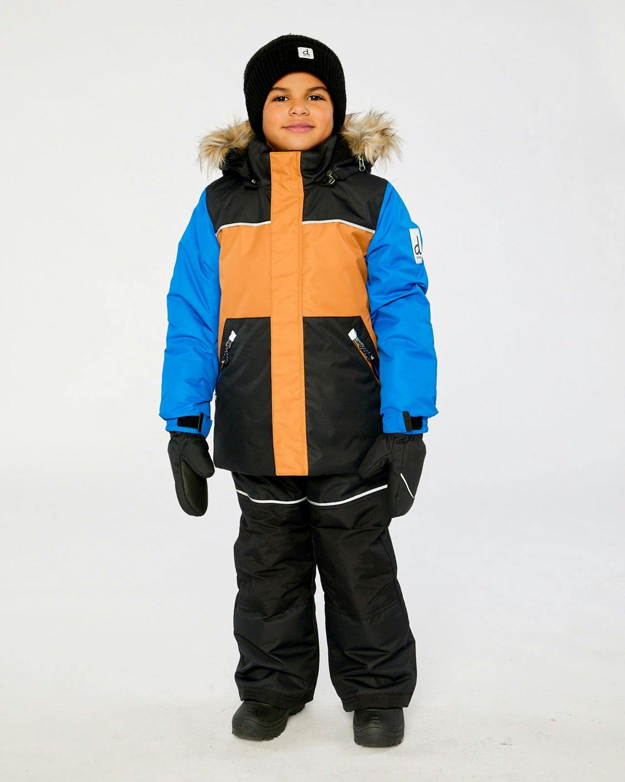 Two Piece Discover Snowsuit Black Brown and Blue
