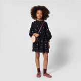 Black Floral Crepe Dress