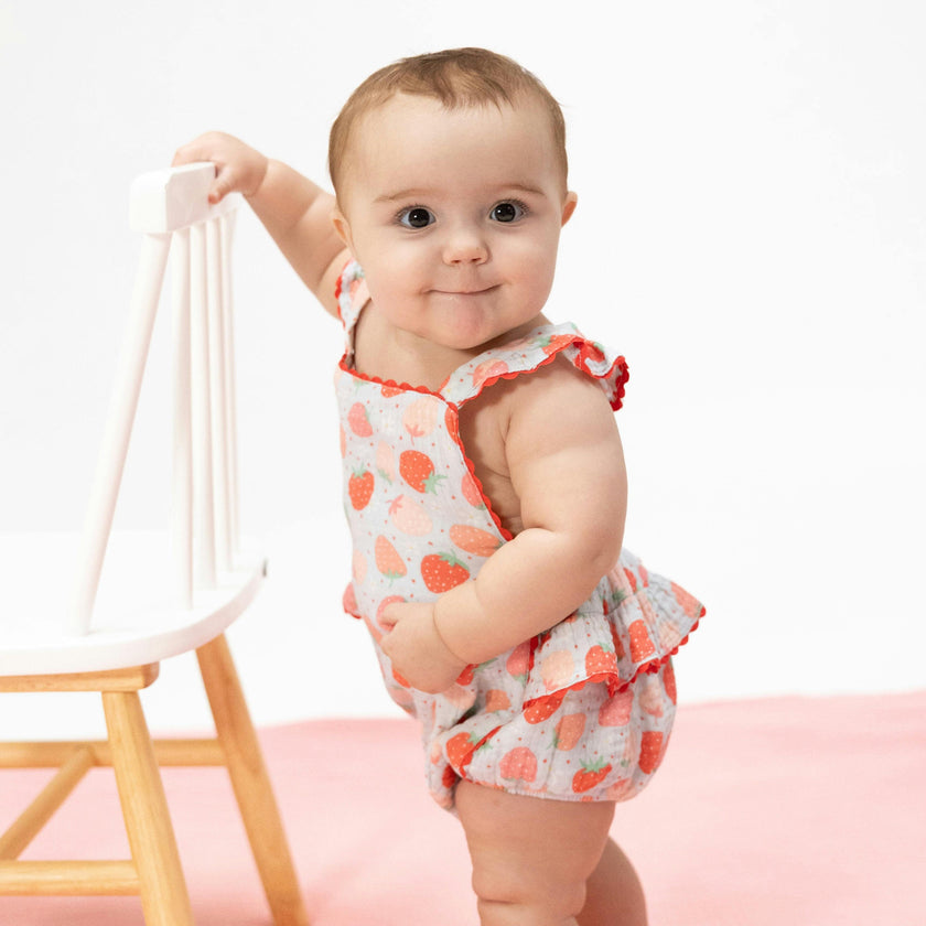 Strawberry Bliss - Ric Rac Ruffle Sunsuit