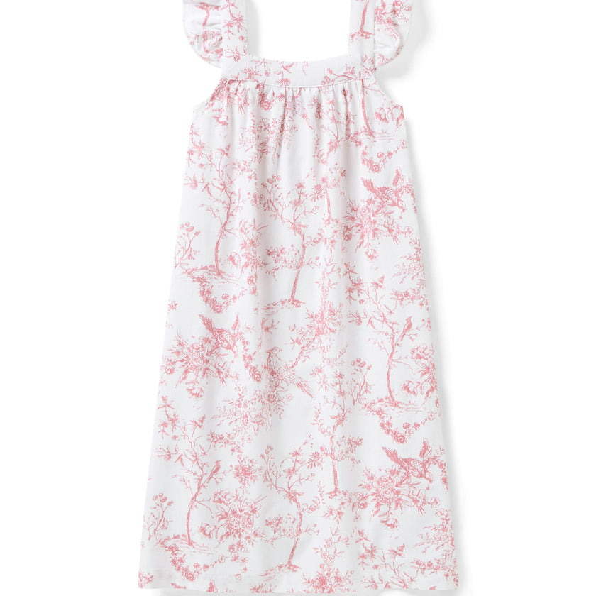 Girl's Twill Clara Nightgown in Pink Timeless Toile