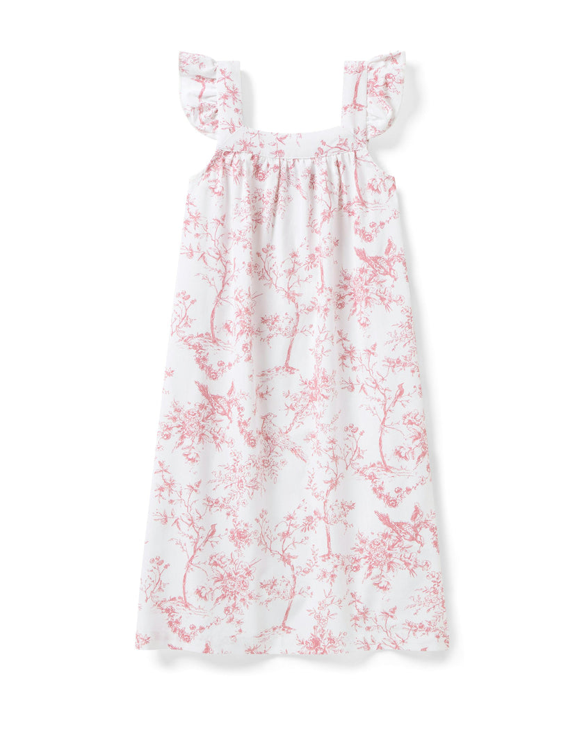 Girl's Twill Clara Nightgown in Pink Timeless Toile