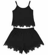 Girls Lace Bottom Cami and Shorts Set