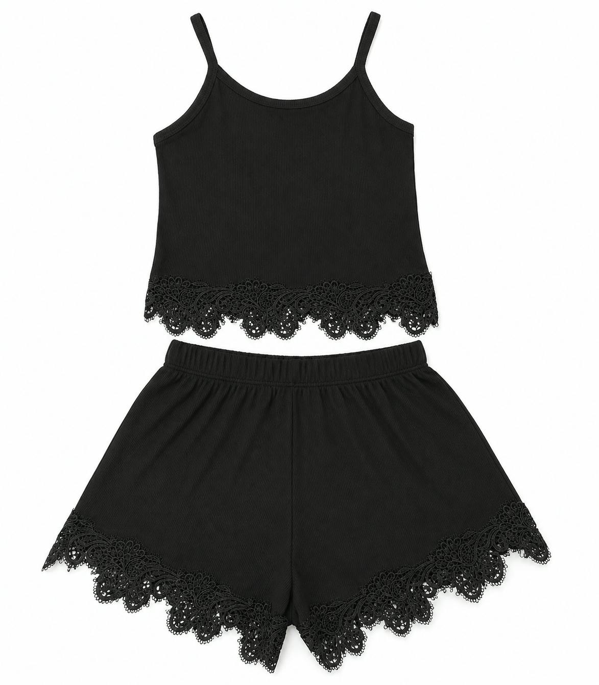 Girls Lace Bottom Cami and Shorts Set