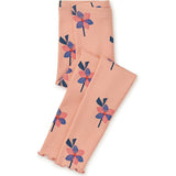 Floral Print Ribbed Elastic Waist Leggings, Yellow