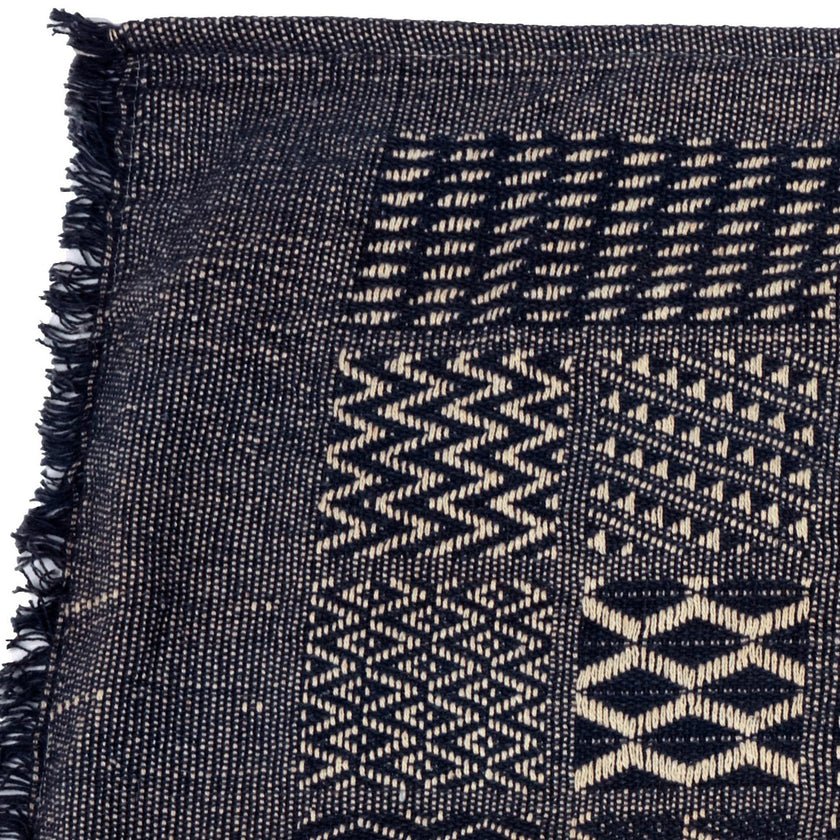 Artisan Hand Loomed Cotton Table Runner - Indigo Blocks - 18"x96" Arcadia Home