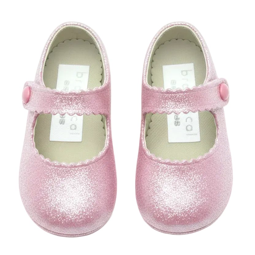 Emma British Pre-Walker Baby Shoes - Pink Glitter