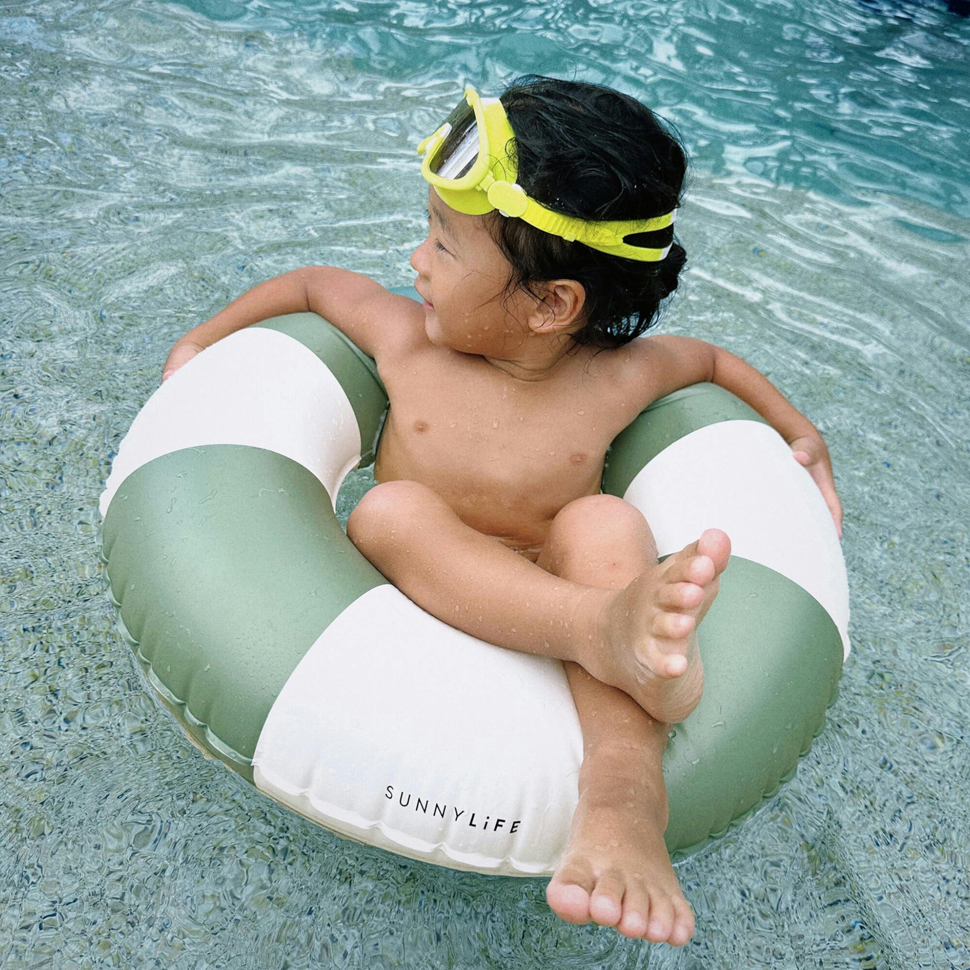 Mini Tube Pool Ring: Tides Out Olive Stripe