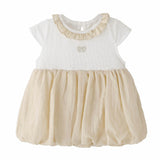 Beige Bow Balloon Dress