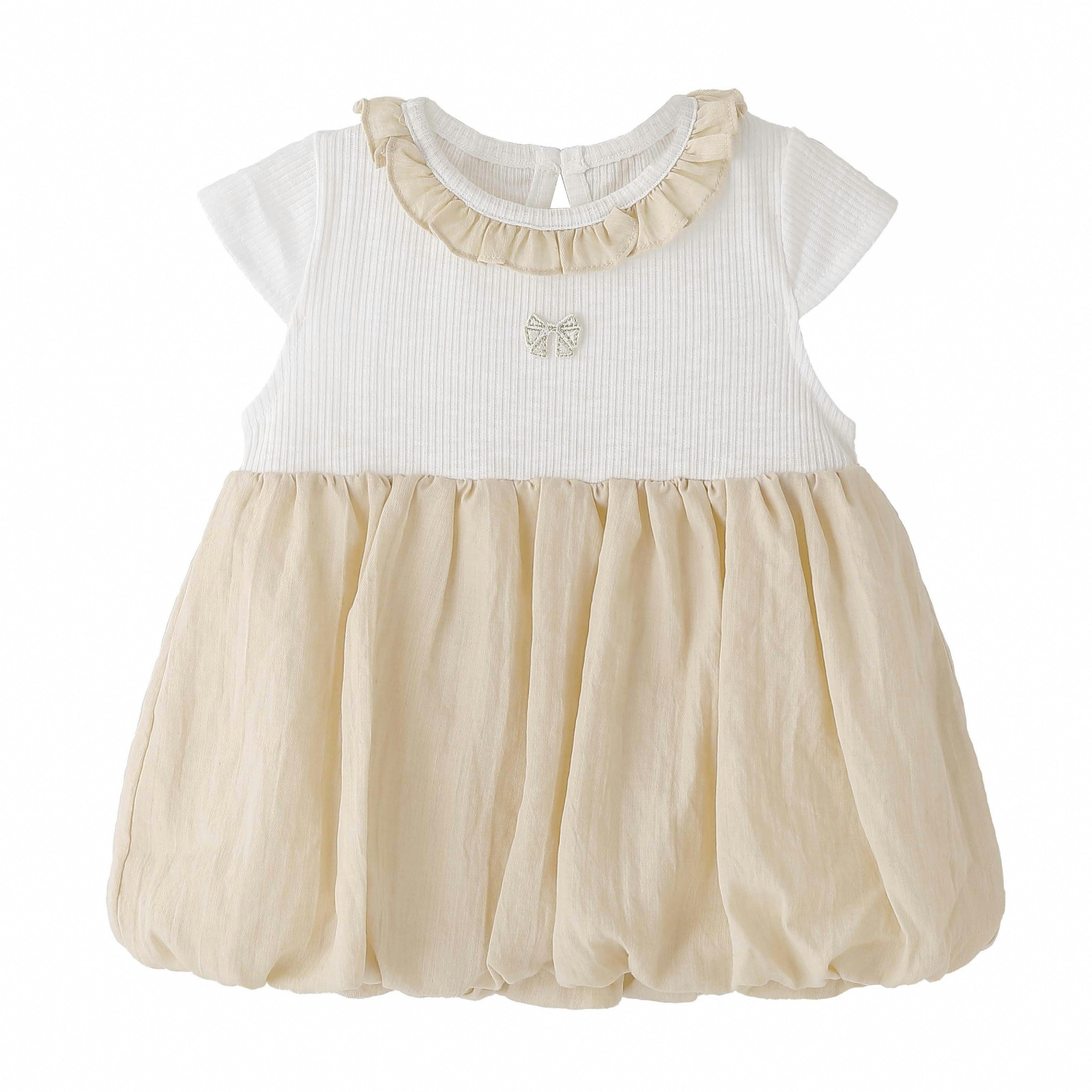 Beige Bow Balloon Dress