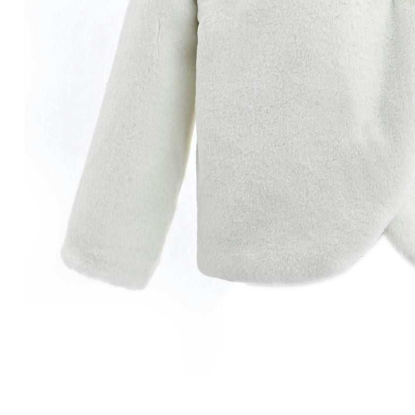 Ivory Plush Asymmetrical Coat