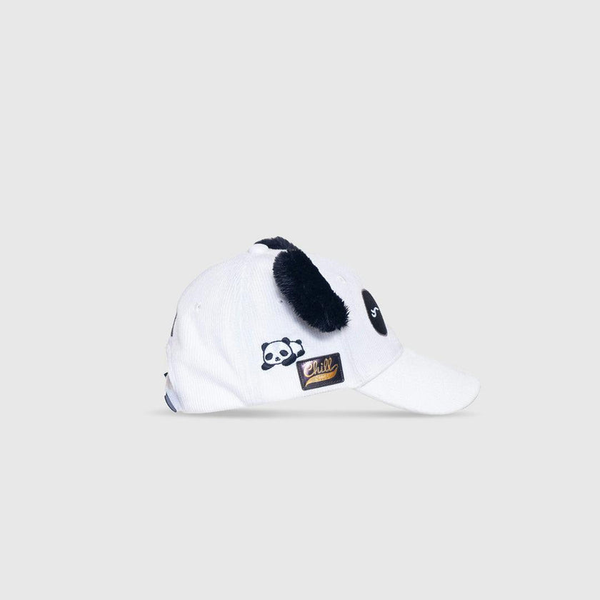 Corduroy Baseball Hat – Panda Face with Furry Ears
