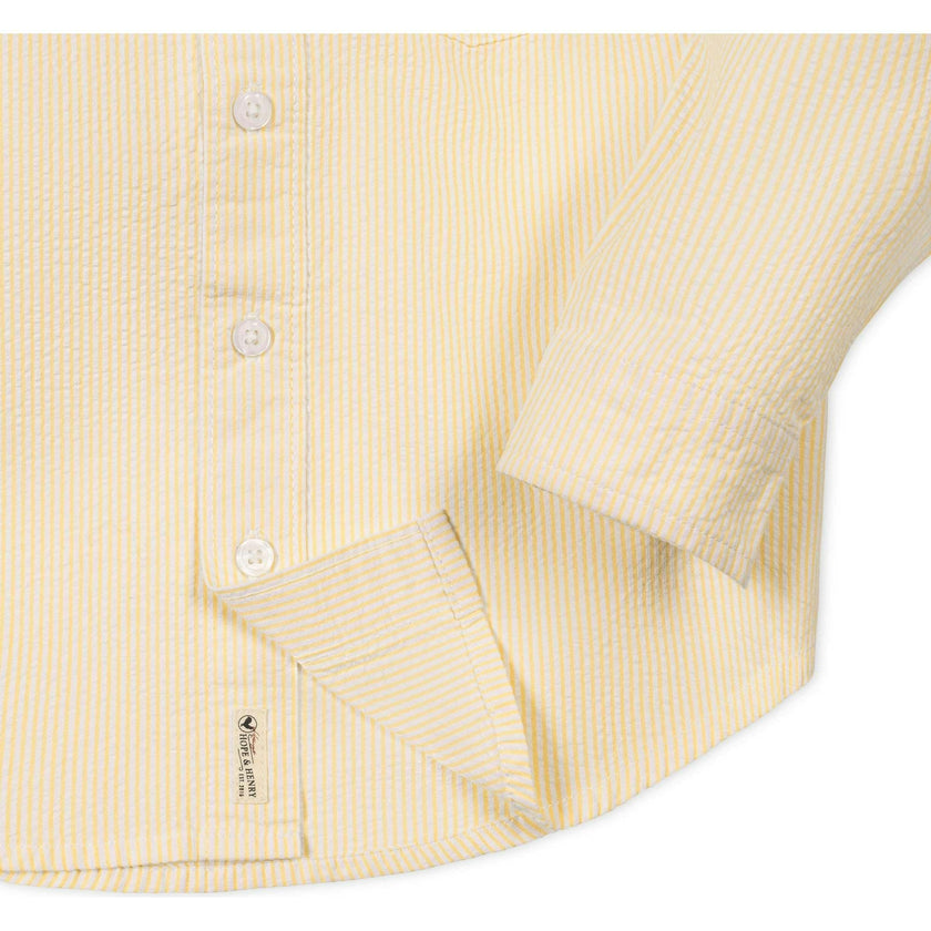 Organic Long Sleeve Seersucker Shirt, Yellow