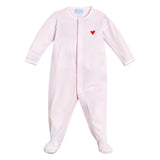 Harbor Hearts Zip Baby Onesie in Pink Stripe