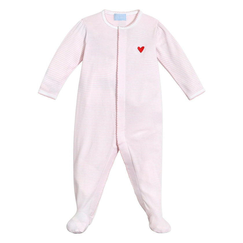 Harbor Hearts Zip Baby Onesie in Pink Stripe