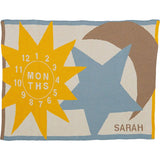 Custom Personalized Baby Sustainable Knit Throw Blanket - Sun Moon Stars Milestone