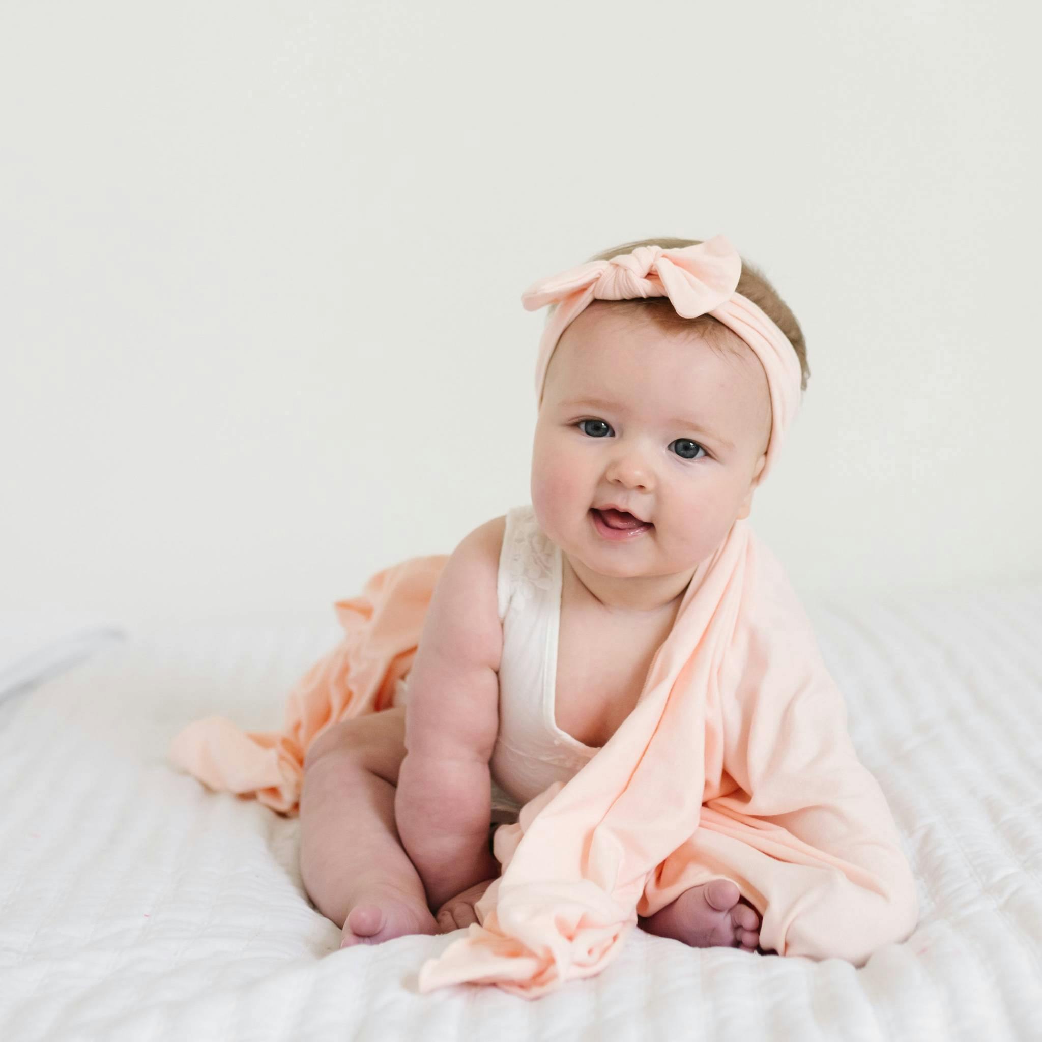 Knit Headband Bow - Blush