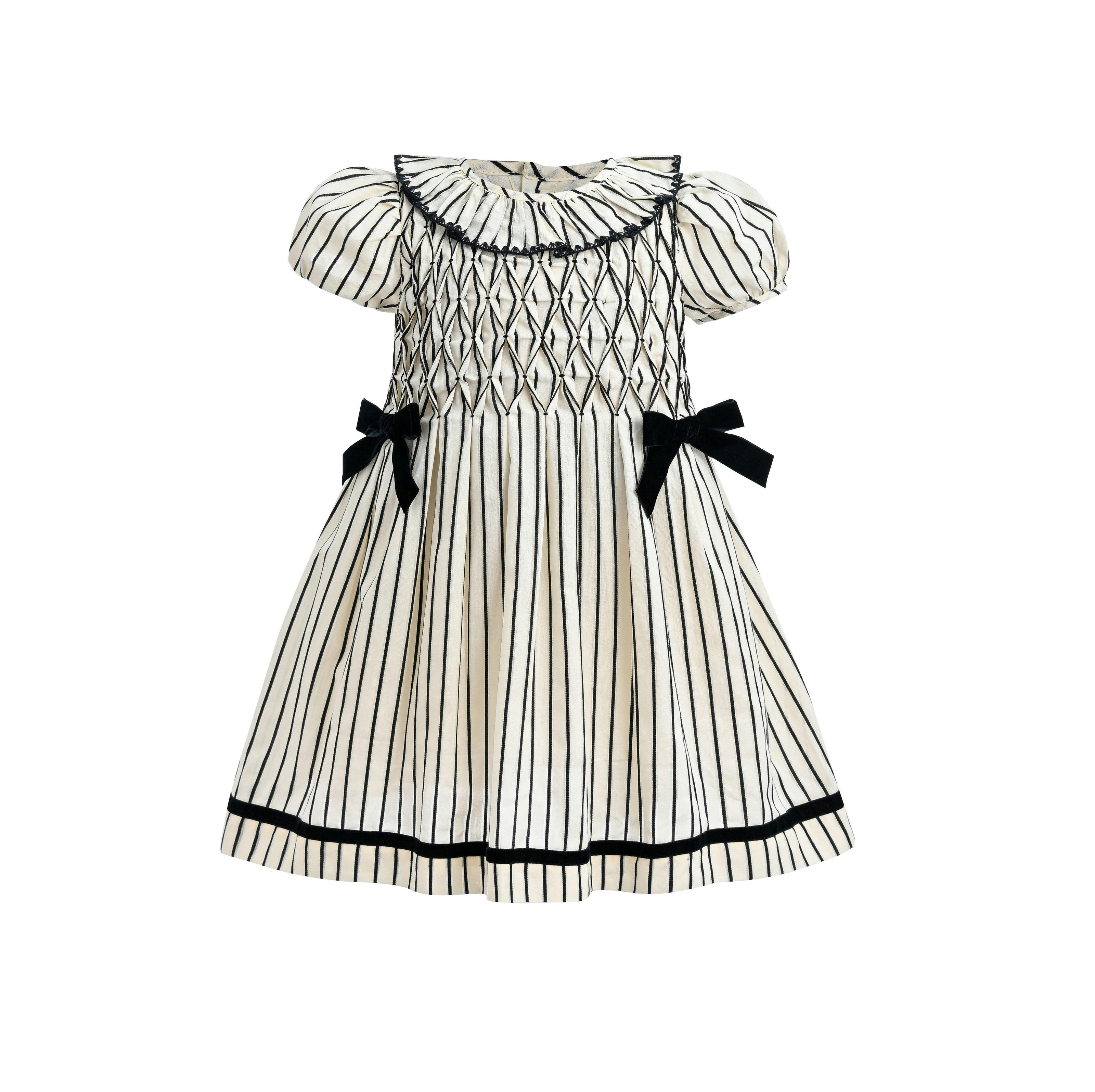 Inkstripe Velvet Bow Dress