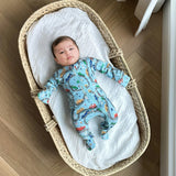 Print Zipped Long Sleeve Footed Onesie