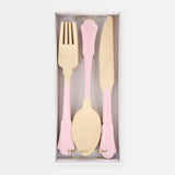 Elegant Pink Wooden Cutlery Set