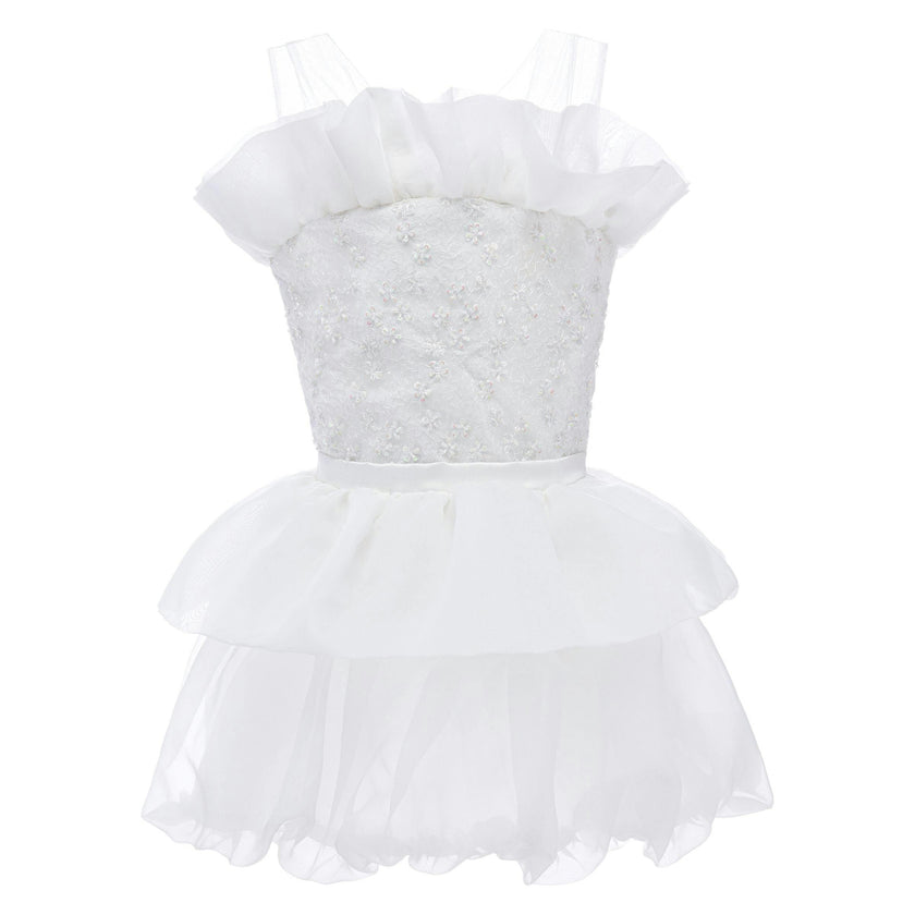 White Isabella Ruffle Dress