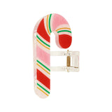 Packed Party Holiday Candy Cane Hair Claw Clip - Pearlescent Peppermint Stripe Christmas Hair Accessory for Thin to Thick Hair, 3.5x2 Inch Stocking Stuffer