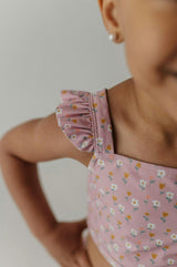 Girls Two-Piece Swimsuit in Aqua Grey Floral