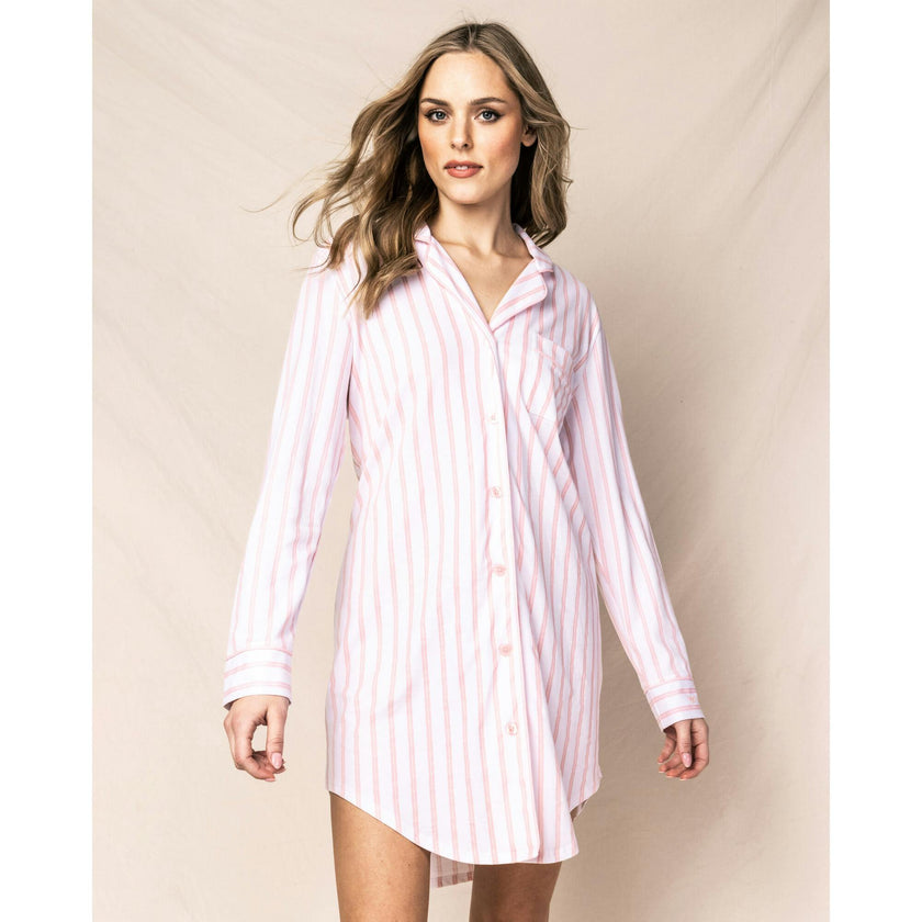Women's Pima Nightshirt in Pink Stripe