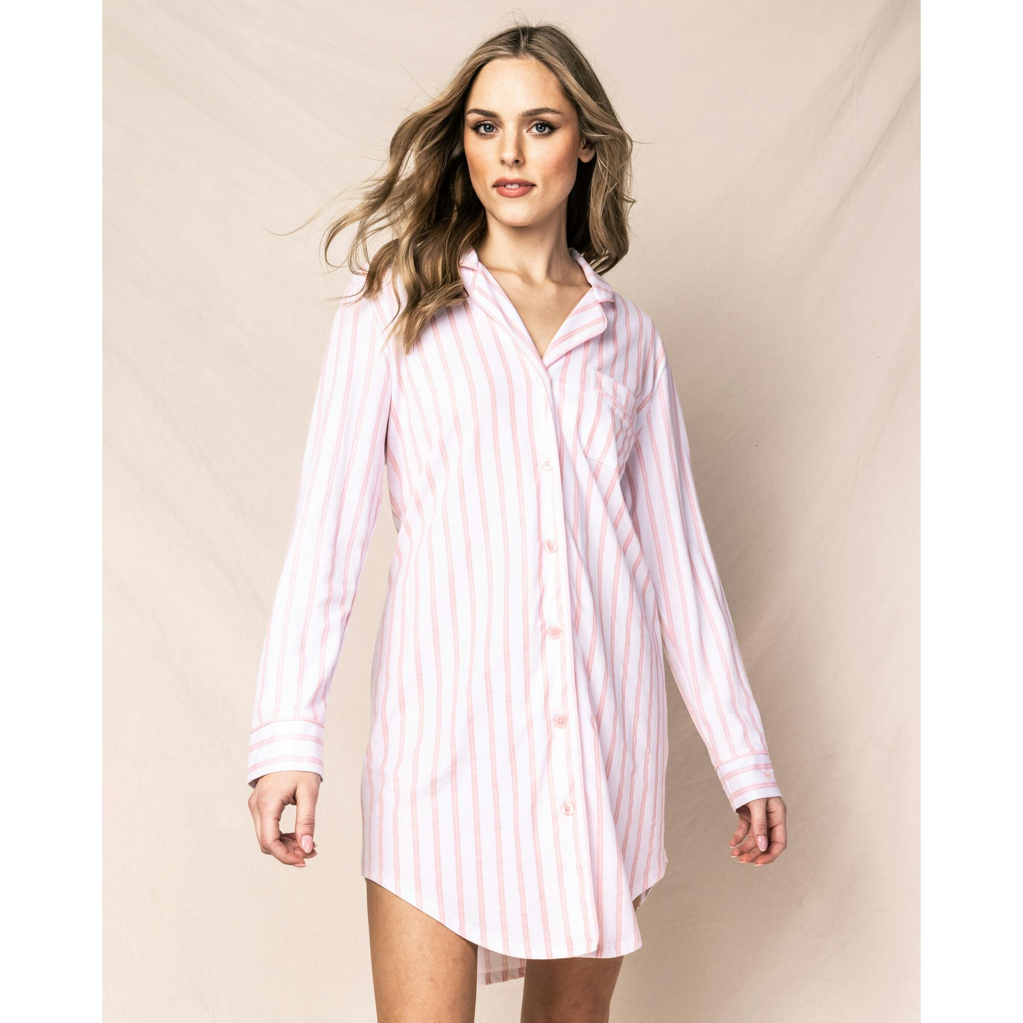 Women's Pima Nightshirt in Pink Stripe