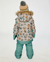 Two Piece Discover Snowsuit Beige Printed with Dogs