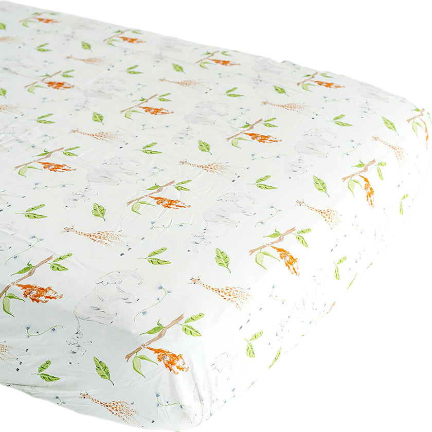 The Safari Party Print Crib Sheet