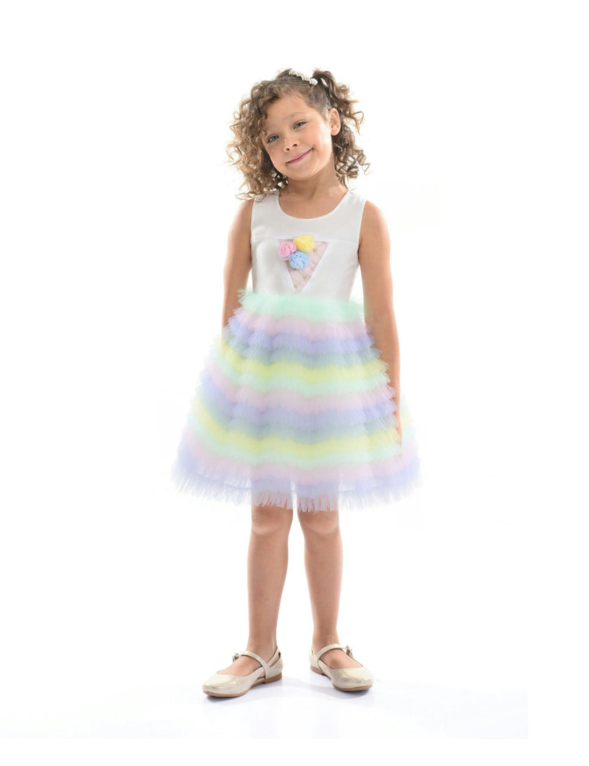 Purple Ruffle Tiered Pom Dress