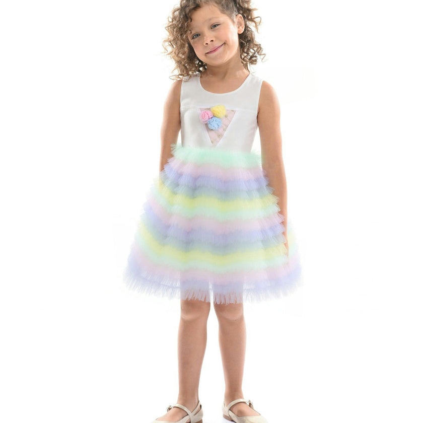Tulle Silhouette Bow Pom Dress