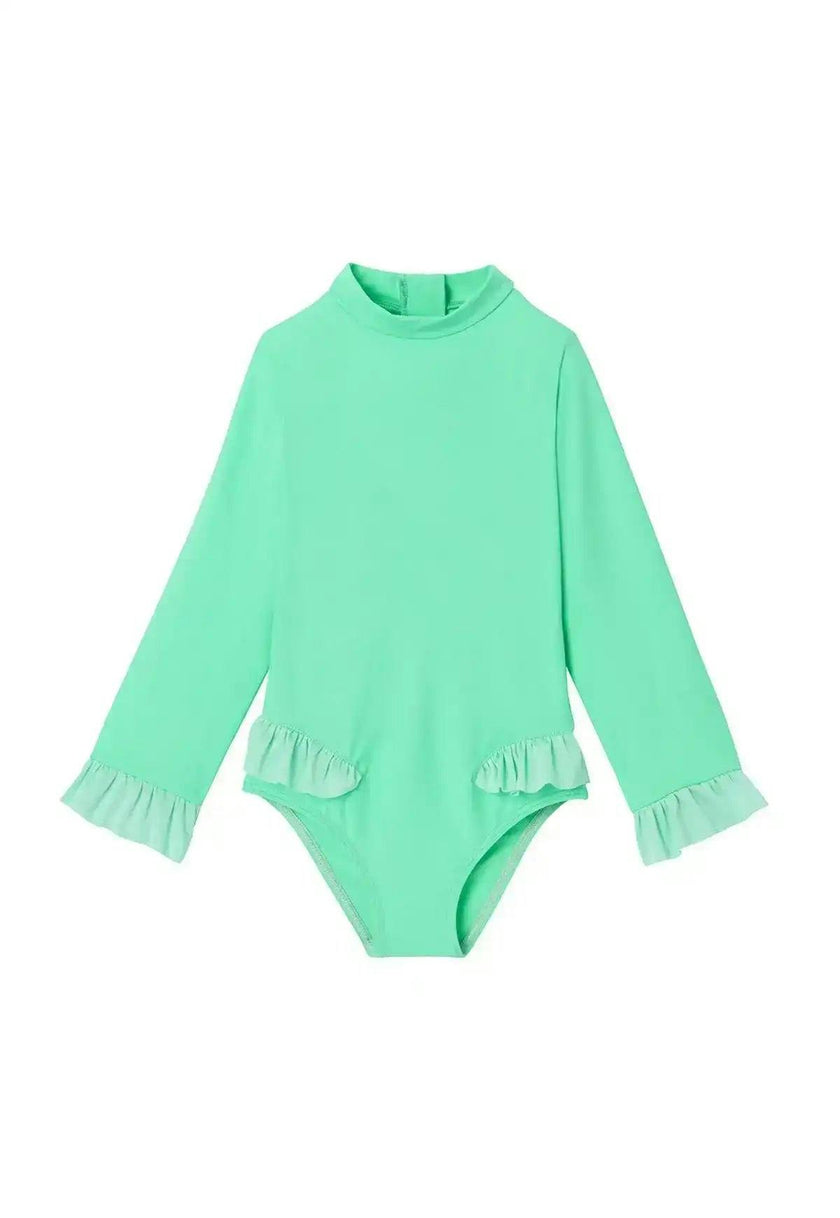 Baby Girl Anti-UV Jersey, Mint Green Long Sleeves | BORA BORA BEBE